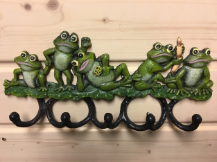 Coat rack with frogs